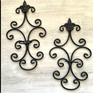 Vintage Wrought Iron Wall Sconce 14.5” H x 8.5” W - French country, farmhouse